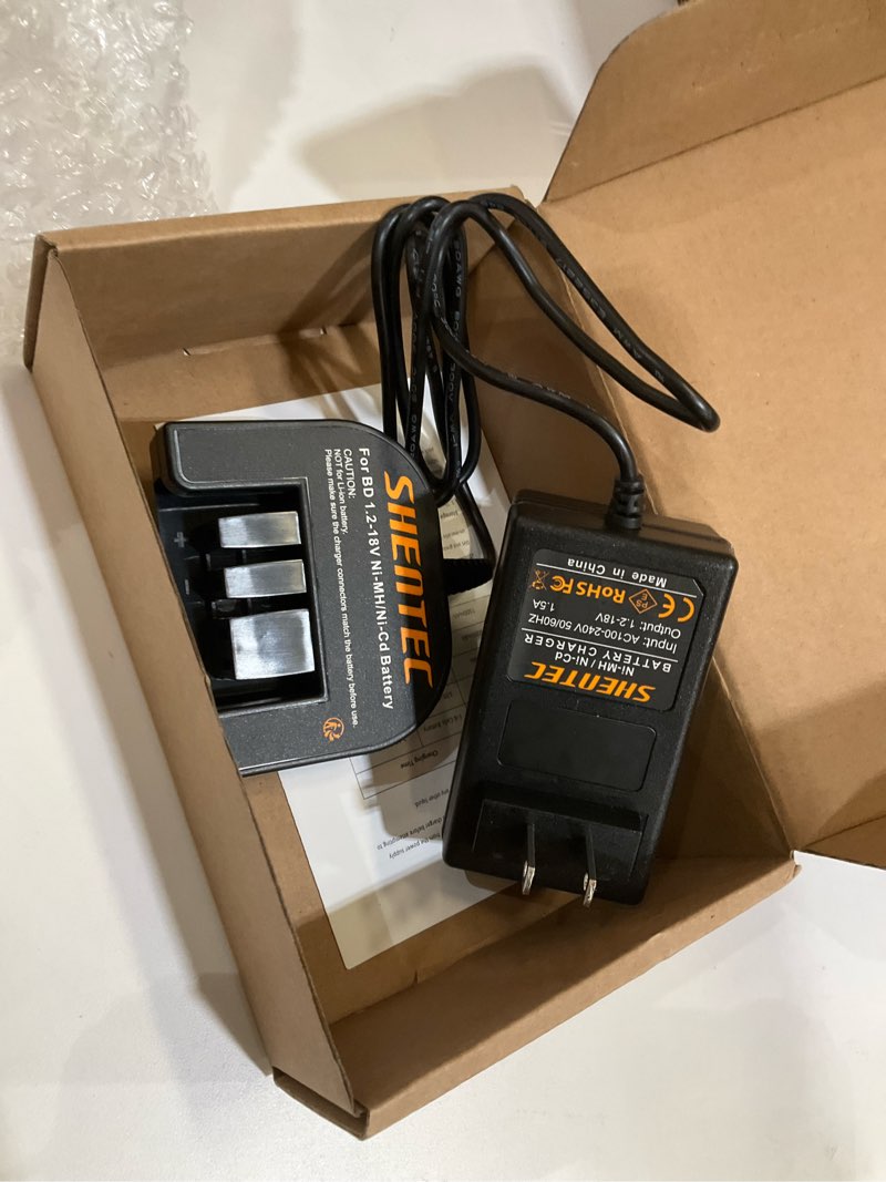 Condition photo showing As Is for Shentec 1.2V-18V Battery Charger Compatible with Black and Decker 7.2V 9.6V 12V 14.4V 18V Ni-MH/Ni-Cd Slide Style Batteries