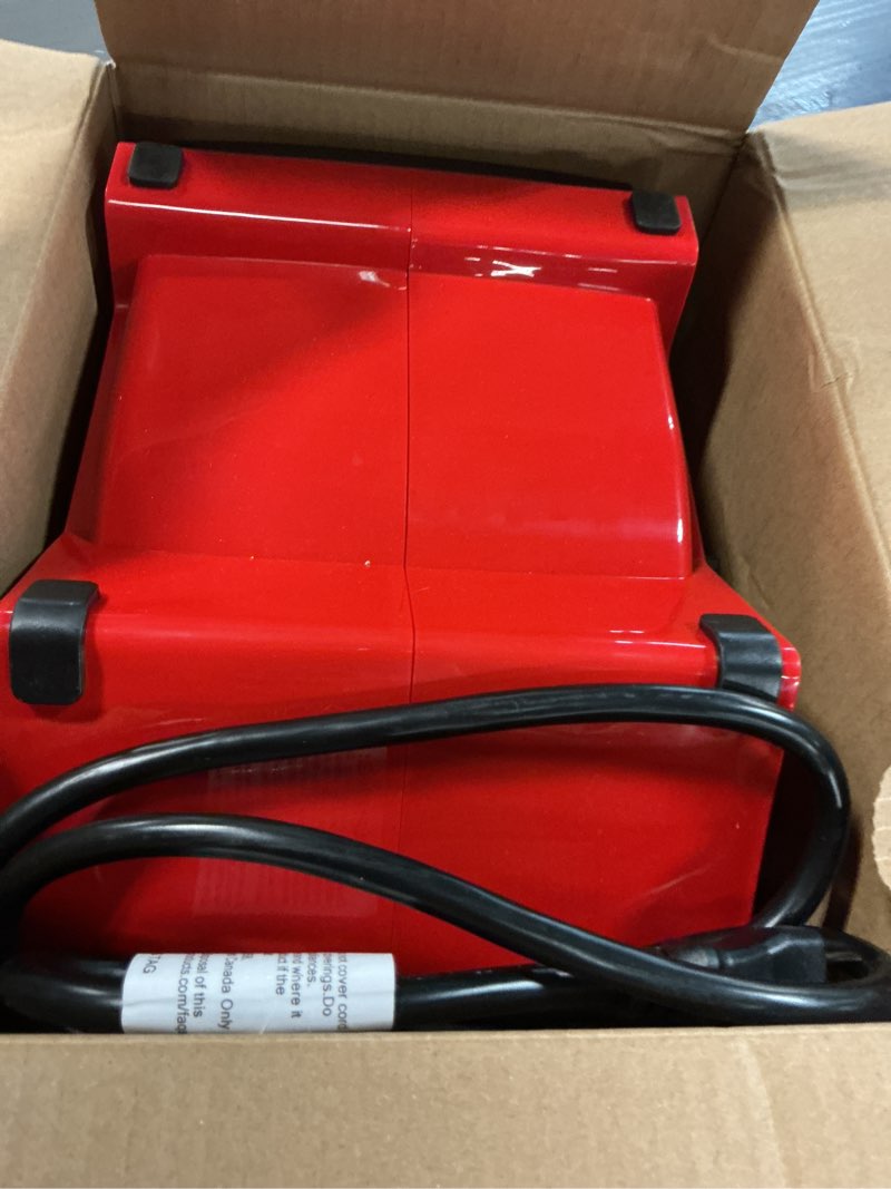 Condition photo showing As Is for lasko 11" x-blower multi-position utility blower fan with usb port, red, x12900, new