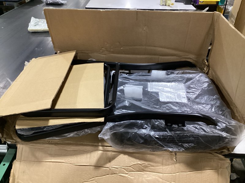 Condition photo showing As Is for boss office products b9539 leather sled base side chair in black, 250