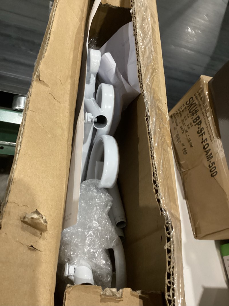 Condition photo showing Good Condition for 60” H White Easel Stand for Sign, Large Adjustable Metal Display Standing for Displaying Pictures Wedding Poster Holder Showcasing with Chain Support Scrollwork Floral Top-WHITE