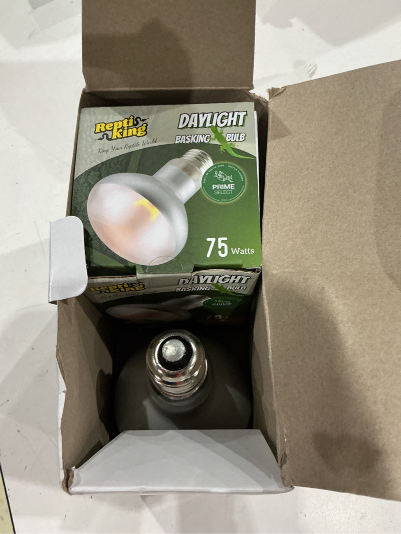 Condition photo showing Good Condition for reptile heat bulb lamp, 2-pack 75w daylight basking spot, bearded dragon/turtle/lzard/gecko light bulb, uva heat lamp, basking light for reptiles 2-pack daylight basking spot 75w