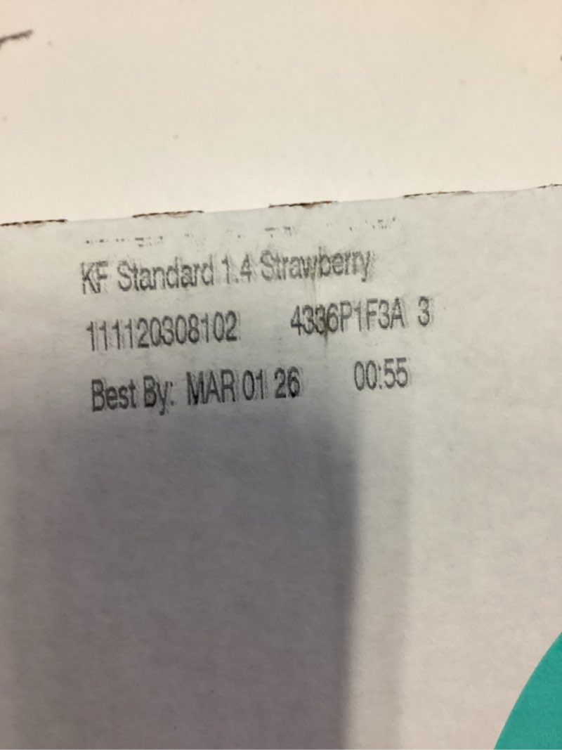 Condition photo showing New/Like New for (Best by:MAR/01/26) Kate Farms Organic 1.4 High Calorie Adult Nutrition Shake  Strawberry  20g Protein  27 Vitamins and Minerals  Meal Replacement  11 oz (12 Pack)