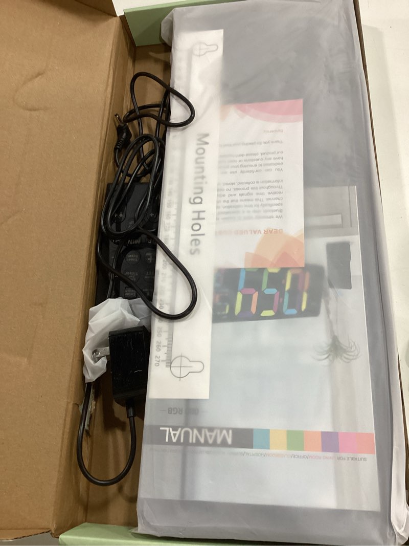 Condition photo showing Good Condition for xrexs large digital wall clock bluetooth sync, 17.2" rgb color changing digital clock with remote control, adjustable brightness grandfather clock, temperature for home, gym and classroom multi-colored with bluetooth