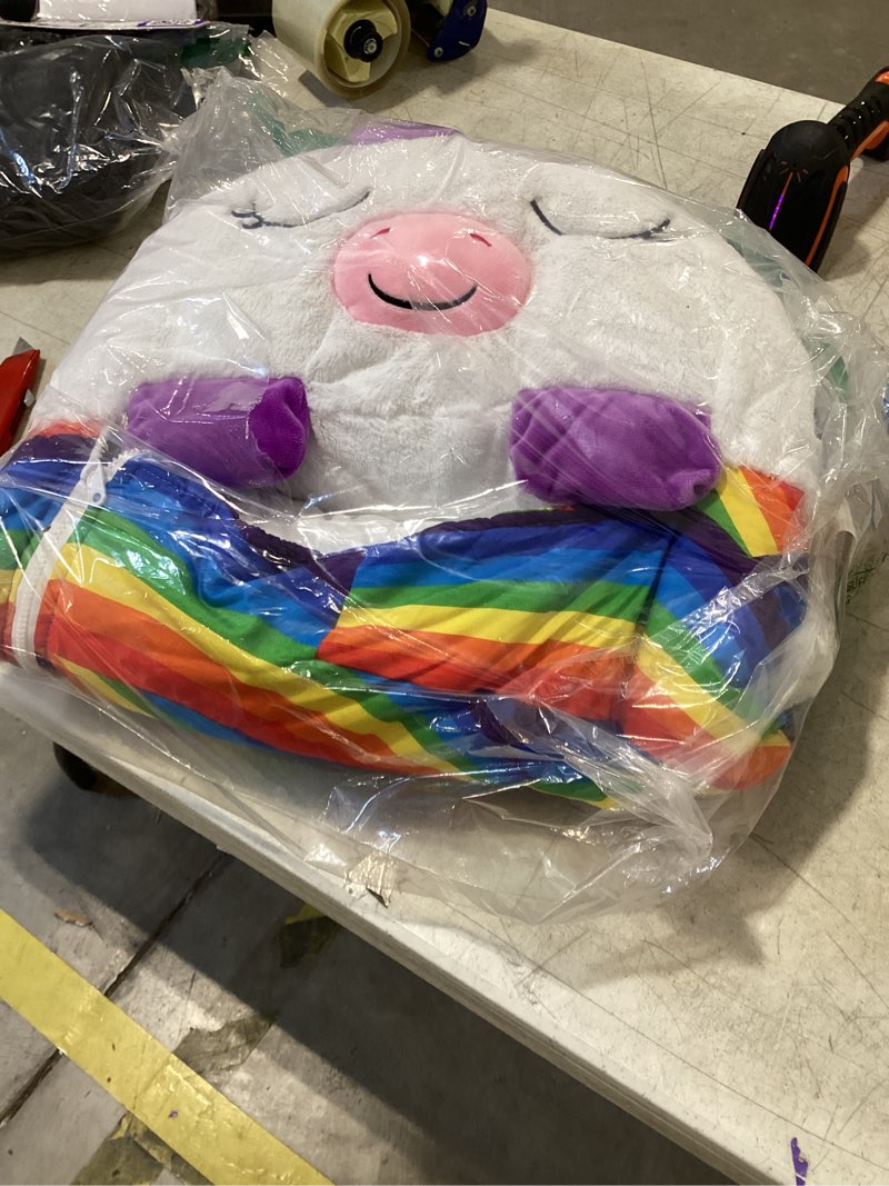 Condition photo showing Good Condition for happy nappers: pillow & sleepy sack: large - white unicorn - 66 x 30, 2-in-1: plush animal opens to sleeping bag, soft play & nap character, kids 3+