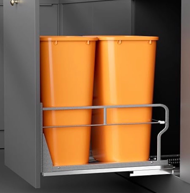 Out Trash Can Under Cabinet with Soft-Close Slides, Garbage Can Not Included, Cabinet Trash Can Pull Out Kit with Door Mounting Kit, Requires Minimum Cabinets Opening 17" W X 24" D
