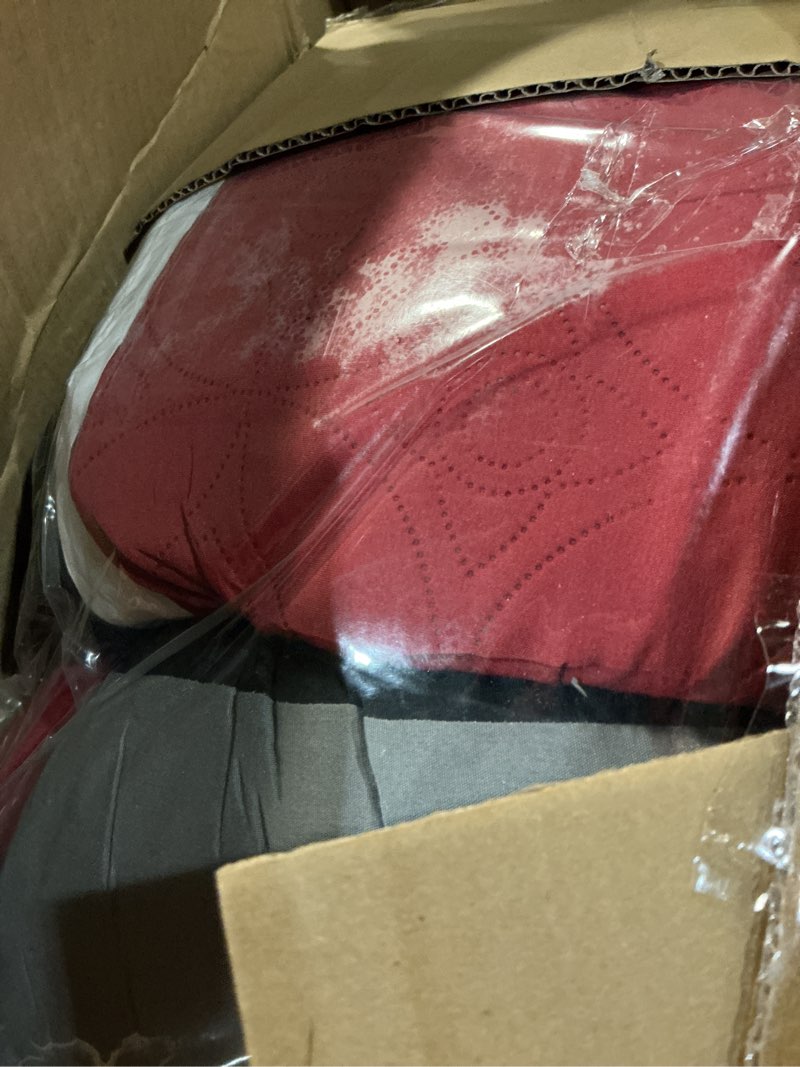 Condition photo showing Good Condition for Chezmoi Collection 7-Piece Quilted Patchwork Comforter Set, Red/Gray/Black, King King Red/Gray/Black