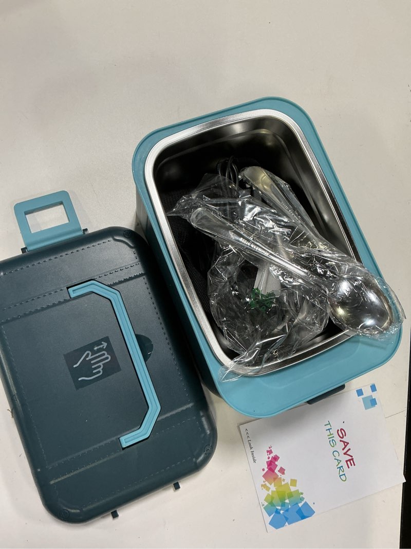 Condition photo showing As Is for (Similar)Electric Lunch Box Food Heater 80W Heated Lunch Box for Adults 12V 24V 110V 220V Portable Food Warmer LunchBox Lonchera Eléctrica Portátil for Car Truck Work Driver Christmas White Elephant Gift Blue