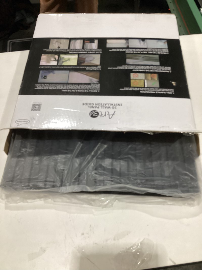 Condition photo showing New/Like New for Art3d Slat Wall Panel, 3D Fluted Textured Panel 12-Tile 19.7 x 19.7in. - Cover 32 Sq.Ft., Black 19.7 x 19.7in. Square - Black 12