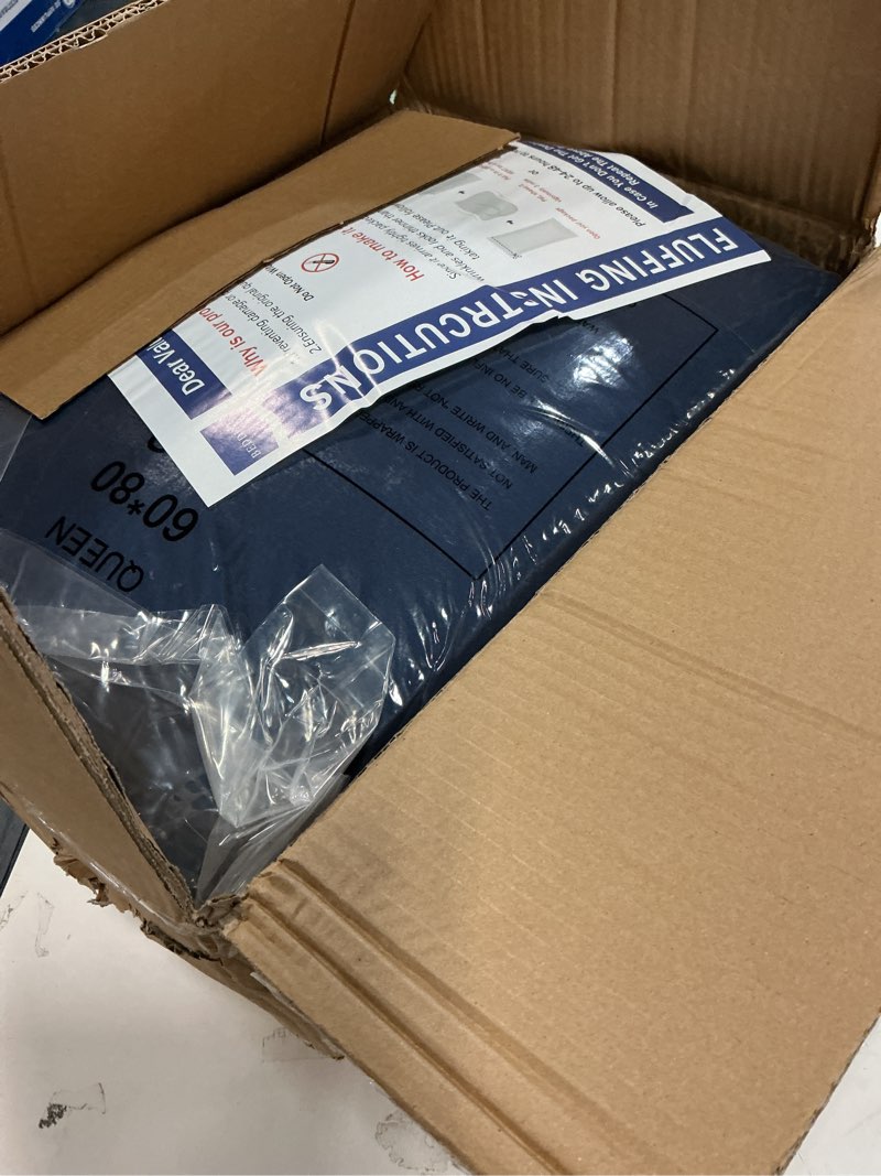 Condition photo showing New/Like New for Mattress Topper Queen for Back Pain, Extra Thick Mattress Pad Cover, Plush Pillow Top, Deep Elastic Pocket, Navy Queen Navy