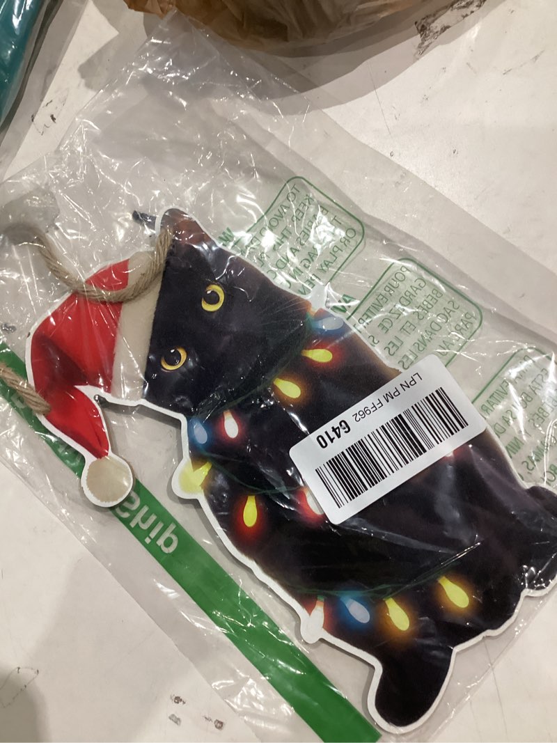 Condition photo showing Good Condition for MOTERMATE Christmas Black Cat Sign, Front Door Decor, Lover Gifts, Ornament, Funny Wall Hanging, 8x10 Inch black cat light