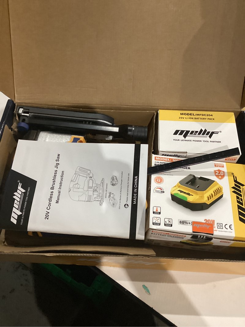 Condition photo showing Good Condition for EASTYLE Cordless JigSaw Compatible with DEWALT 20V Battery,with 4Ah Battery & Charger,800-3200 SPM & 4 Cutting Positions,5.3" Wood/0.78" Aluminum Cuts,Dust Collection Port & Dual Safety Lock