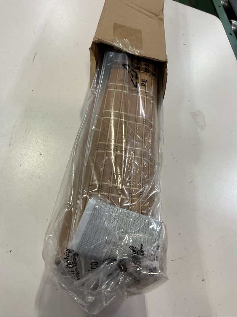 Condition photo showing Good Condition for lazblinds no tools no drill cordless bamboo roman shades, light filtering window treatment, roll up bamboo blinds for windows 33'' w x 48'' h, brown light filtering-brown206 33" w x 48" h