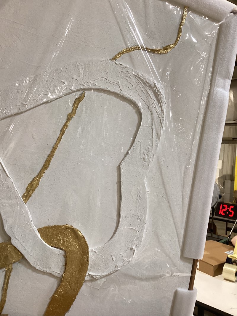 Condition photo showing Good Condition for gaiduomai canvas wall art decor white wall art minimalist art gold textured heart pictures line painting 24"x 48" large artwork for living room kitchen dining room 48"l x 24"w gold framed heart