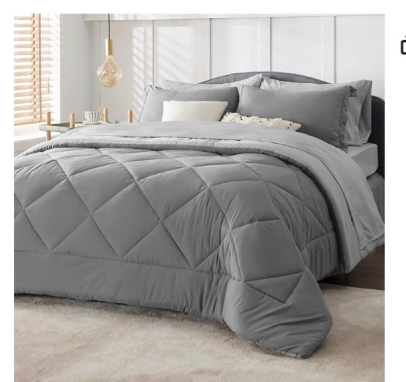 (Similar to stock photo) Bedsure Queen Comforter Set Reversible Grey