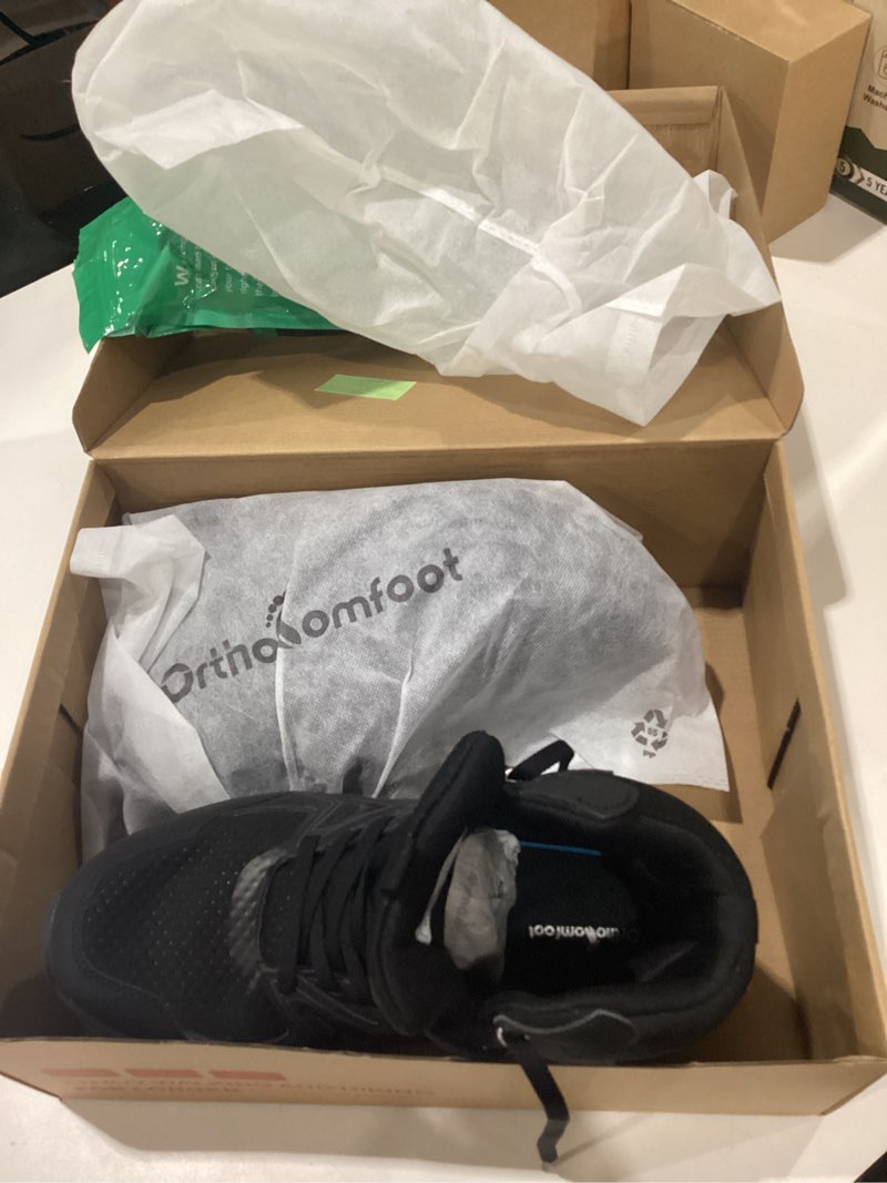 Condition photo showing New/Like New for Women's Orthopedic Mid Trekking Hiking Boots: Comfortable Plantar Fasciitis Ankle Support Workout Walking Running Shoes, Orthotic Work Sport Waterproof Trail Sneakers for Feet and Heel Pain Relief 8.5 Wide W1-black