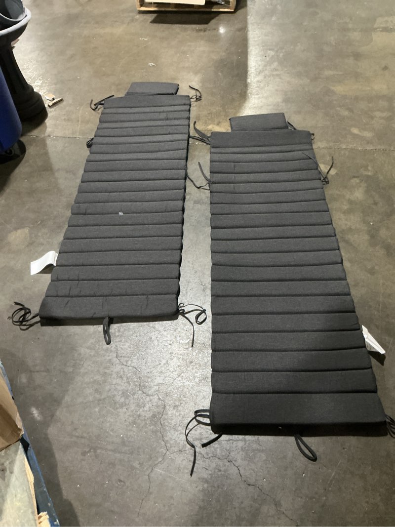 Condition photo showing Good Condition for 26 x 29 outdoor foldable replacement lounge chair cushion 2-pc with built-in ties resist fade, dark gray (only cushions)