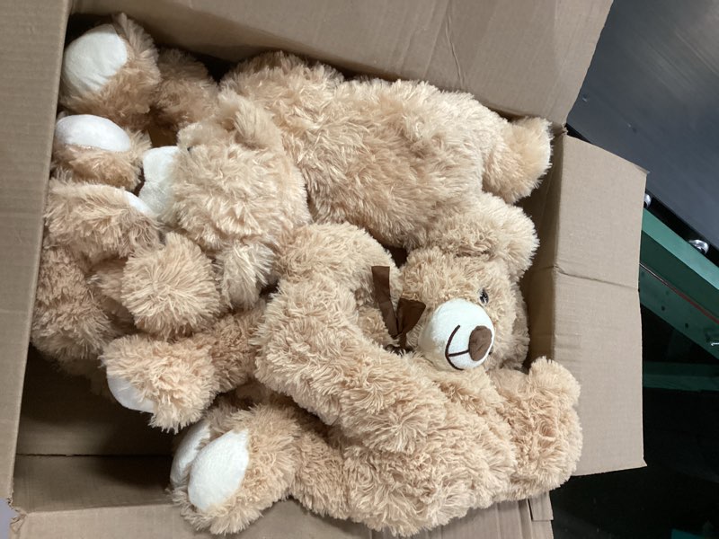 morismos 8 pcs  teddy bears bulk baby shower, 14inch cute teddy bear stuffed animals plush, small stuffed bears on centerpiece baby shower, brown, dark brown