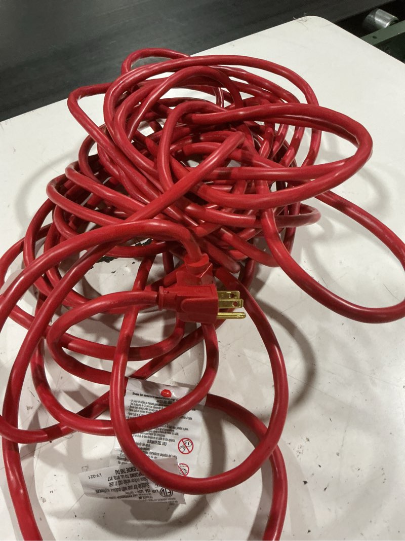 Condition photo showing As Is for master electrician 02409me - 100ft round vinyl extension cord, red