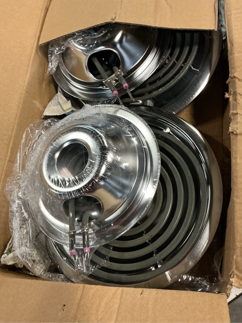 Condition photo showing Good Condition for ge drip pans and stove burner element unit set, perfectly fit wb30m1 & wb30m2 -replacement for ge hotpoint stove top burner element&drip pans