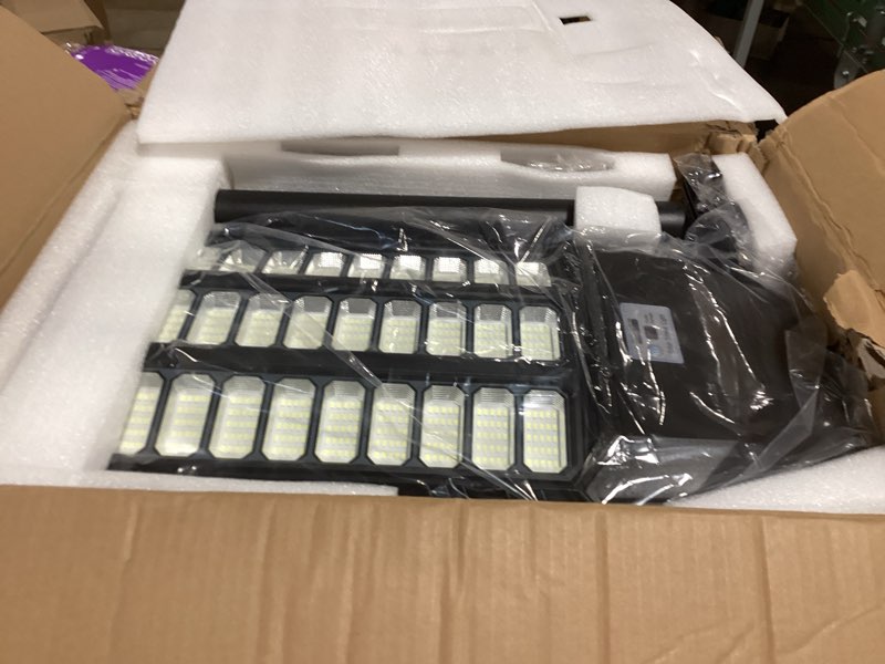 Condition photo showing New/Like New for deepn solar street light, commercial grade solar lights outdoor ip67 waterproof, 8700w led flood security lights motion sensor & dusk to dawn outdoor lighting for parking lots, streets & yard, 2 pack