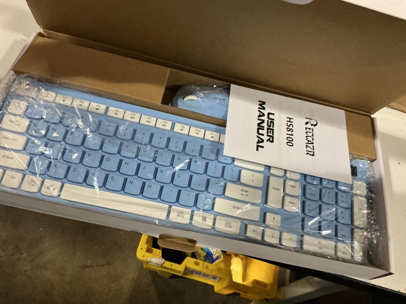 Condition photo showing Good Condition for wireless keyboard and mouse combo, full-sized wireless keyboard and adjustable dpi mouse, 2.4ghz usb receiver, keyboard and mouse for pc, windows, desktop, laptop (sky blue-a)