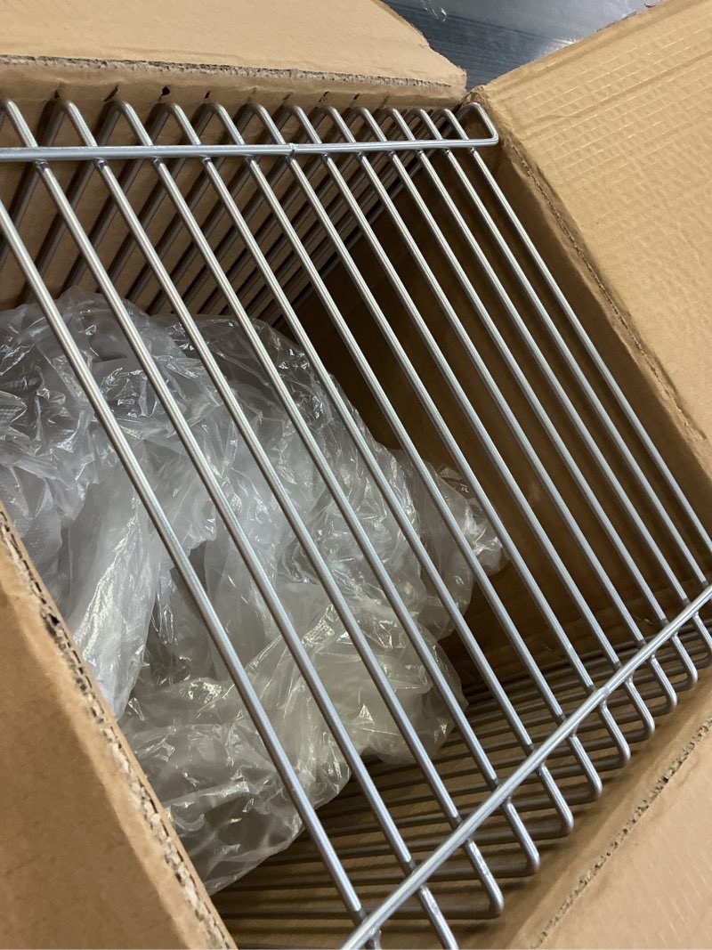 Condition photo showing Good Condition for Square Geometry Retro Side Table Prime-Stainless Steel Linear Metal End Table, Iron Multi-Purpose Desktop Shelf (Silver) Silver Square