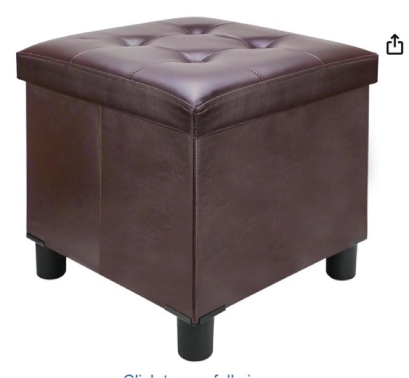 Emosoon 18 Inches Cube Storage Ottoman, Faux Leather Collapsible Square Folding Ottoman Furniture wi