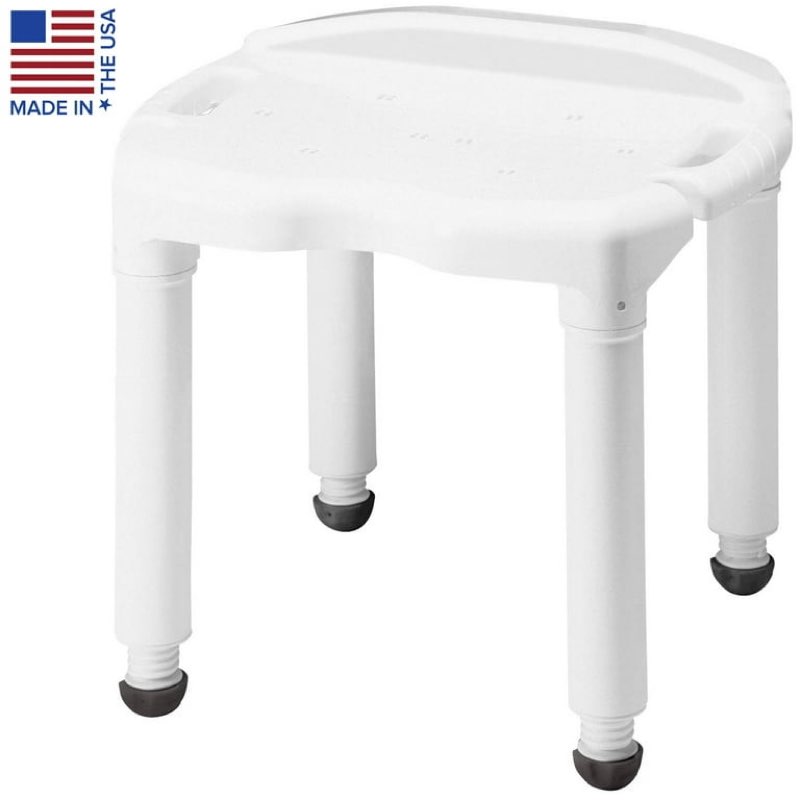 carex plastic universal shower chair and bath seat with adjustable height legs, 400 lb capacity
