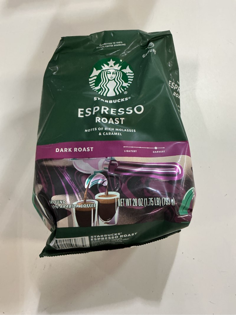 Condition photo showing New/Like New for ((BEST BEFORE /MAR/15/2026))Starbucks Ground Coffee, Dark Roast Coffee, Espresso Roast, 100% Arabica, 1 bag (28 oz) 28 Ounce (Pack of 1)