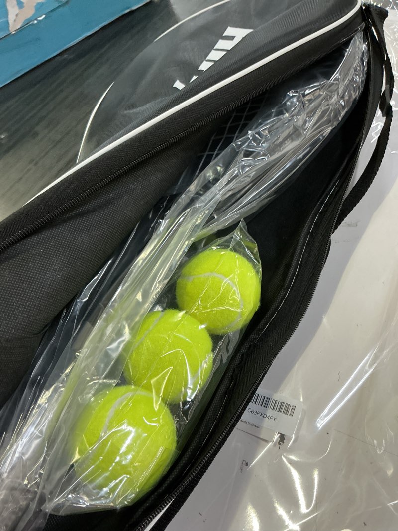 Condition photo showing Good Condition for hiraliy tennis rackets 2 pack for adults beginners - 27 inch lightweight aluminum tennis racquet set with 3 balls & carry bag - vibration dampening & large sweet spot for men women couples black