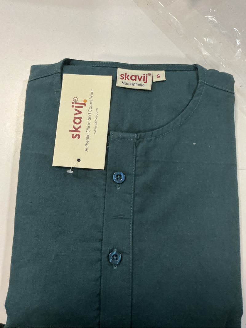 Condition photo showing New/Like New for skavij kurta pajama set for men cotton 2 piece top bottom traditional indian dress green s