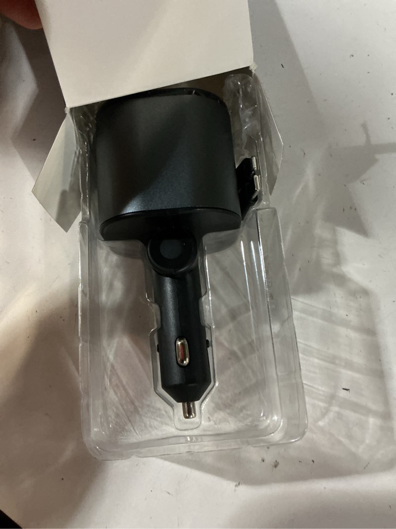 Condition photo showing Good Condition for retractable car charger,5 in 1 fast cars phone charger 90w,bluetooth 5.3 fm transmitter adapter,handsfree call,2 retractable cables and usb chargers for iphone17/16 15/14/13 black
