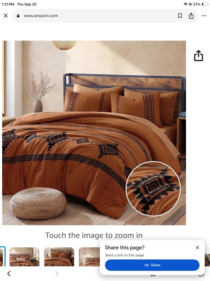 (Incomplete) MAIREVE Burnt Orange Embroidery Comforters Set Queen Size - 7 Pieces, Farmhouse Western Bedding All Season, Bed in A Bag Queen Boho Comforter Set with Sheets, Pillowcases & Shams