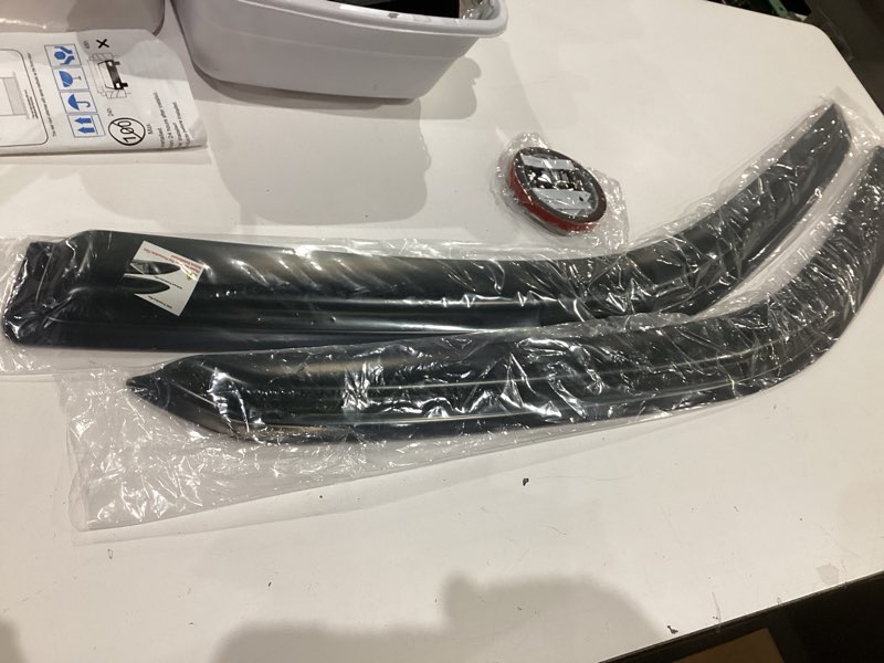 Condition photo showing As Is for 2pcs original shatterproof rainproof side window wind deflectors ,tape-on rain guards sets,nice looking window visors for cars,vent deflector 2pcs
