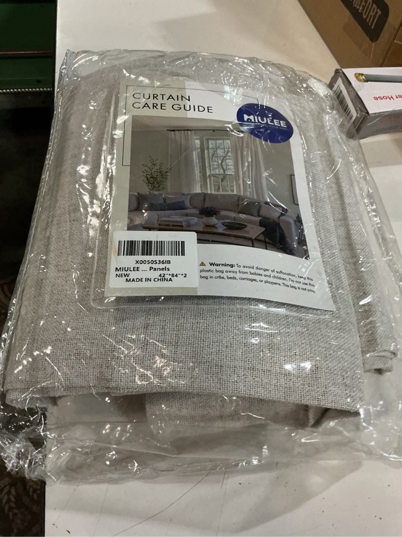 Condition photo showing New/Like New for miulee 100% blackout linen curtains for bedroom 42 x 84 inch birch 2 panels | thermal insulated, room darkening drapes for living room, back tab rod pocket pinch pleated, solid luxury decor