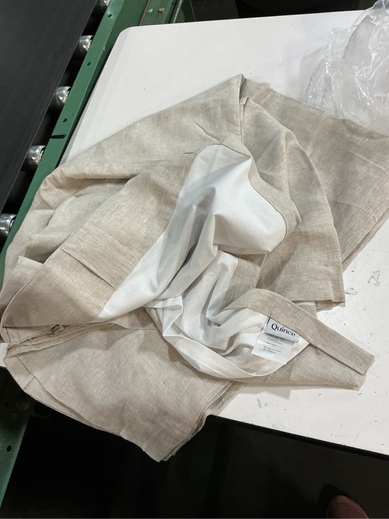 Condition photo showing As Is for quince european linen curtain 1 panel flax 48 in x 96 in 