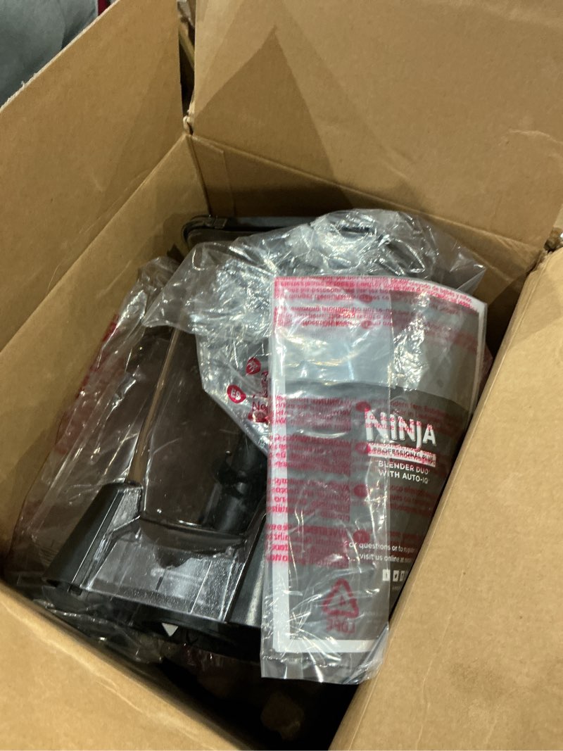 Condition photo showing As Is for ninja bn751 professional plus duo blender, 1400 peak watts, 3 auto-iq programs for smoothies, frozen drinks & nutrient extractions, 72-oz. total crushing pitcher & (2) 24 oz. to-go cups, black 72 oz. blender + 24 oz. cups
