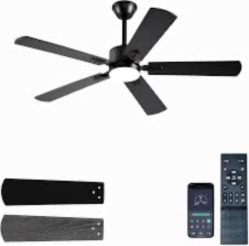 52in Ceiling Fans with Light,Low Profile Ceiling Fan with Light and Remmote/APP, Reversible DC Motor