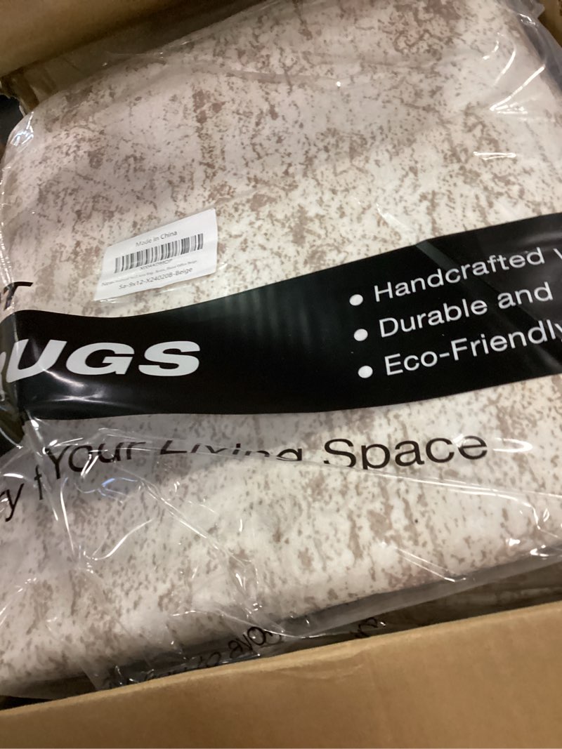 Condition photo showing Good Condition for 9x12 Area Rugs for Living Room, Non Slip Machine Washable Vintage Rugs, Low Pile Lightweight Large Rug for Bedroom, Dining Room, Home Office Beige Beige 9' x 12' (Rectangular)
