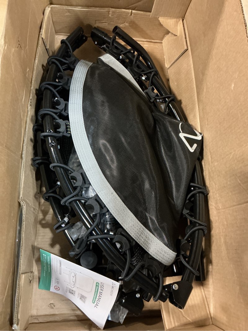 Condition photo showing Good Condition for ANCHEER 40"/48" Foldable Mini Trampoline,Max Load 450lbs/550lbs Indoor Trampoline,with 4 Level Adjustable Foam Handle and Resistance Bands,Adult Exercise Trampoline for Home, Garden, and Gym