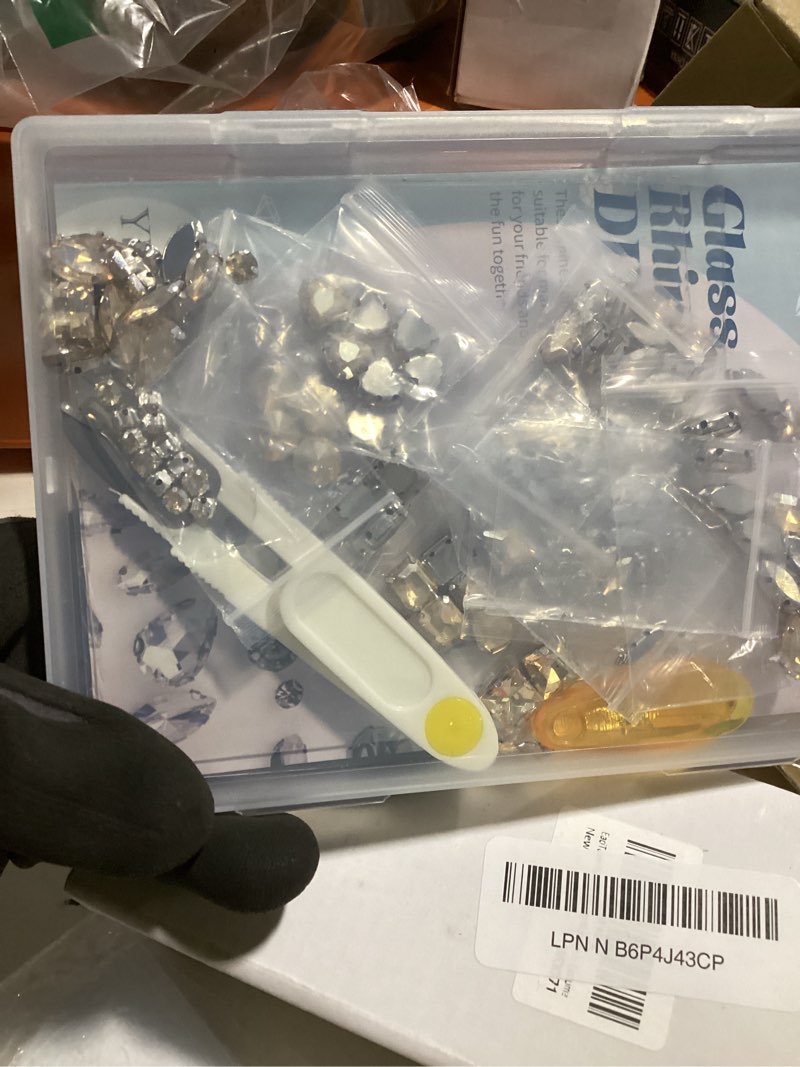 Condition photo showing Good Condition for sew on rhinestones 205 pcs glass mixed shapes sew on crystal gems flatback with silver claw for jewelry crafts clothes shoes costume (champagne rhinestones)