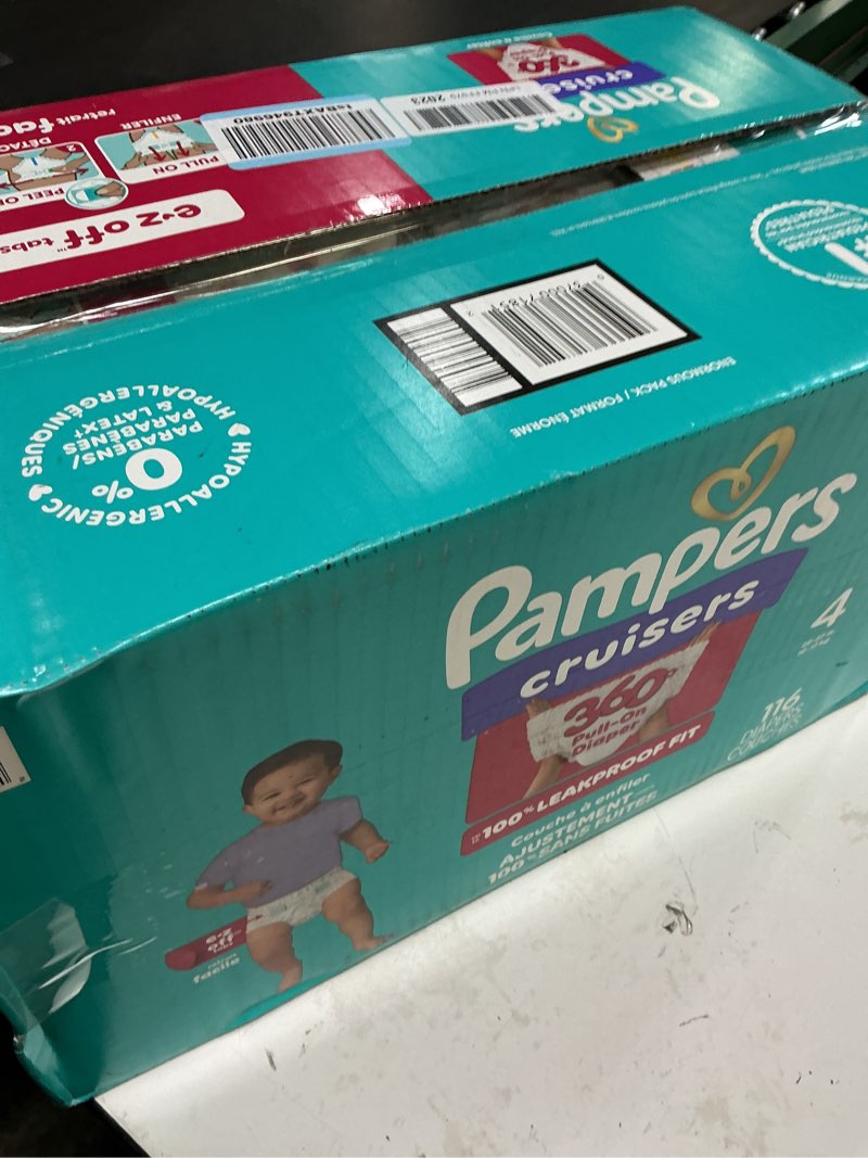 Condition photo showing New/Like New for pampers diapers - cruisers 360 - size 4, 116 count, babyproof up to 100% leakproof pull-on diaper