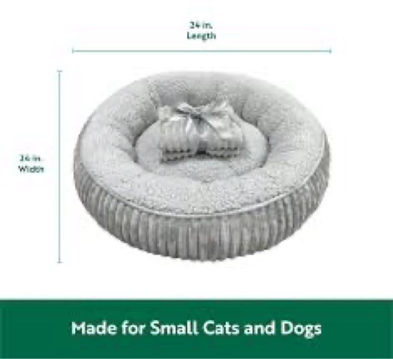 INVENHO Heated Cat Beds for Indoor Cats and Small Dogs, 20\" Cozy Donut Heated Pet Bed with Timer & Temp Adjustable, Removable Waterproof Electric Warming Bed for Indoor Cat (similar). 