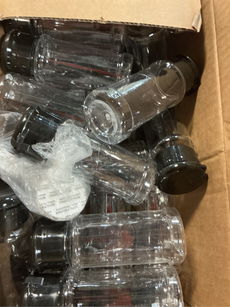 Condition photo showing Good Condition for 50 pcs plastic spice jars with shaker lids seasoning shaker jars 3.3 oz/ 100ml spice containers plastic spices bottles for storing spices powders(black lid)