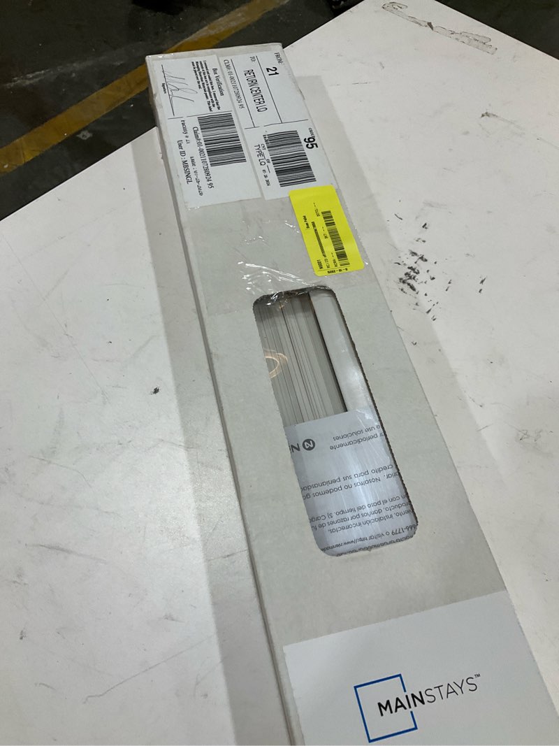 Condition photo showing Good Condition for mainstays 1" cordless vinyl light filtering blinds, 1-piece, white, 36" w x 64" l