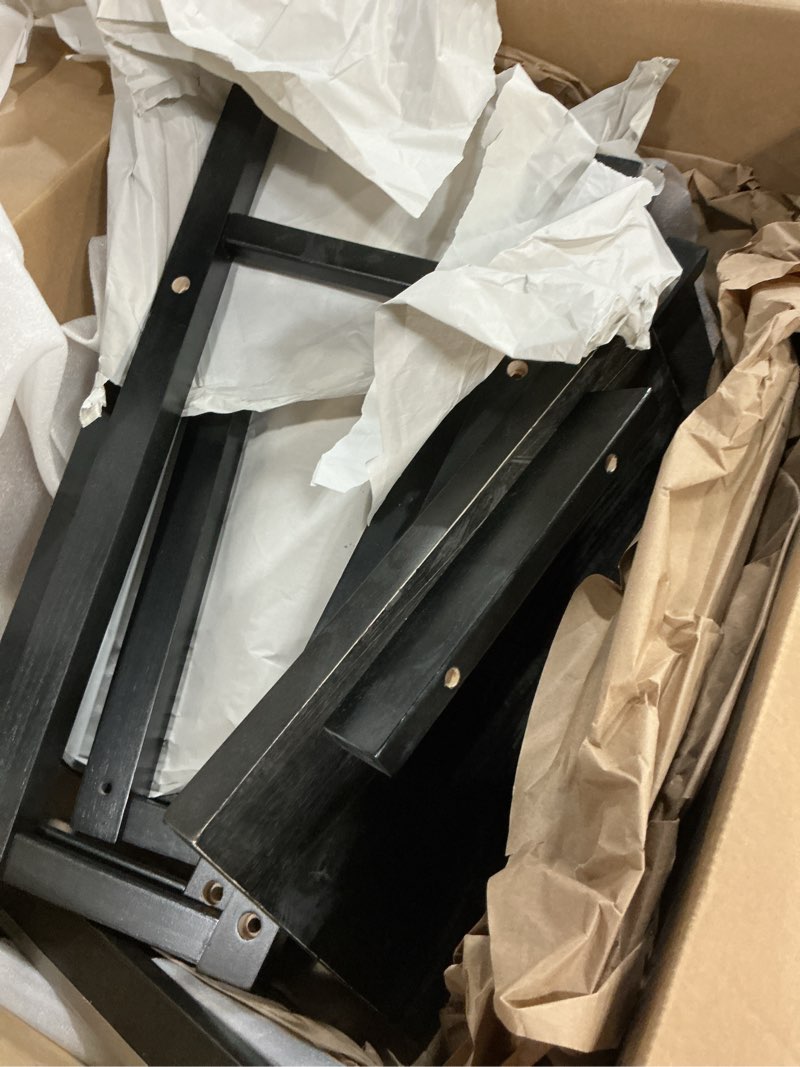 Condition photo showing Good Condition for Amazon Basics Solid Wood Saddle-Seat Kitchen Counter Barstool with Footrest, Easy Assembly - 24-Inch Height - Black - Set of 2 Black 24''