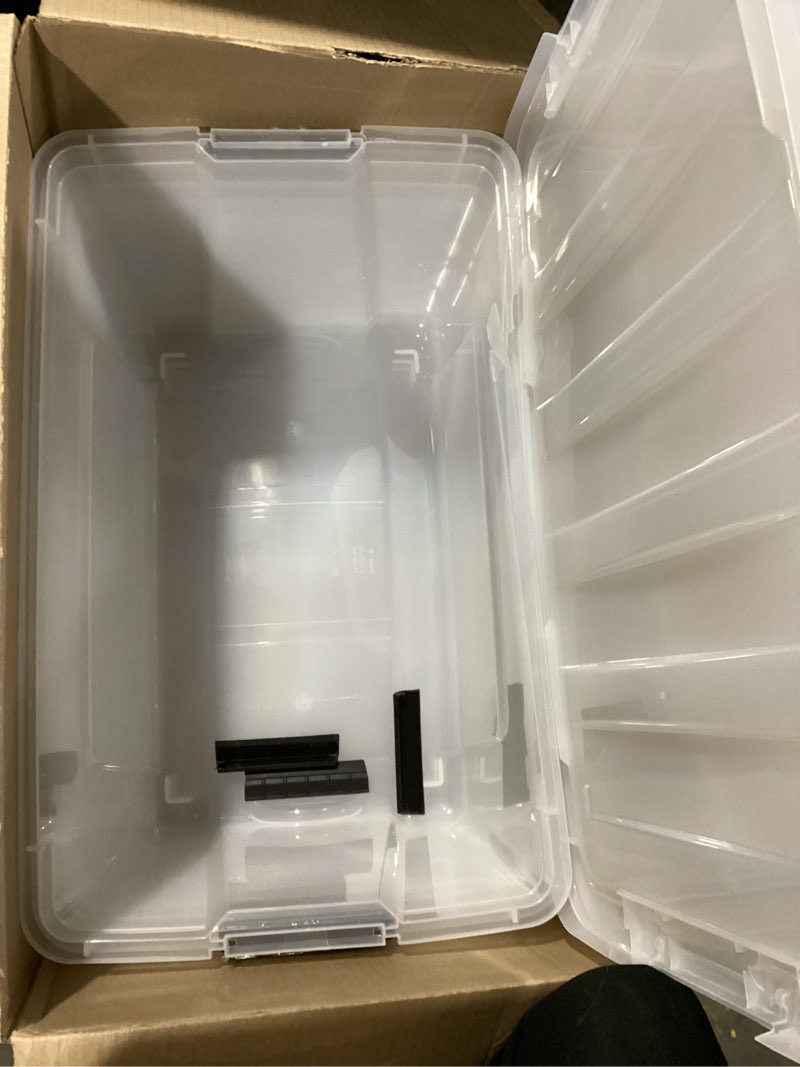 IRIS USA 72 QT Plastic Storage Box with Lid and Latches - 4 Pack - BPA-Free, See-Through Organizing 