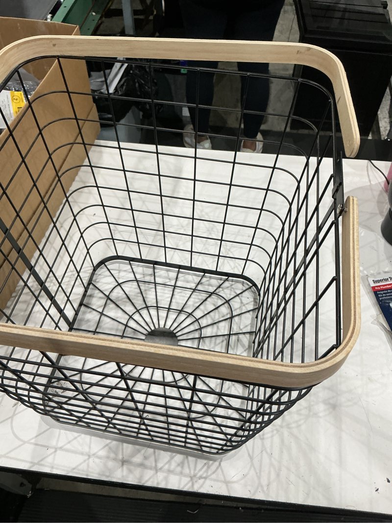 Condition photo showing As Is for origin 21 wire baskets (16-in w x 16-in h x 16-in d) black iron basket