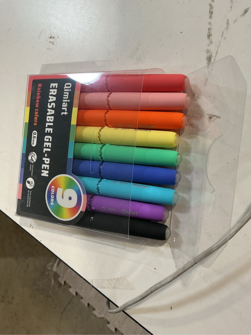 Condition photo showing Good Condition for erasable gel pens, fine point 0.6 mm twist retractable, cute egg shaped ink pens with built-in eraser, 9 pack colored pen set for journaling, drawing, writing, planner (rainbow color) 9 colors pens?rainbow