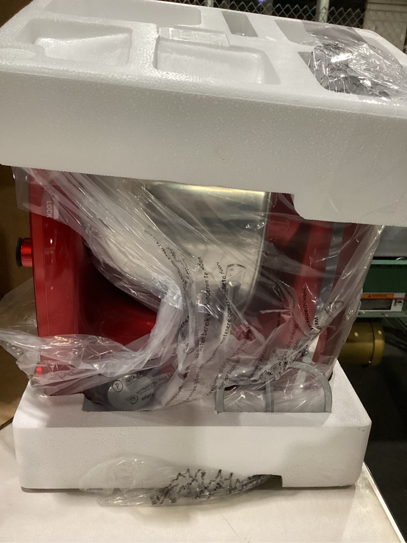 Condition photo showing New/Like New for Stand Food Mixer, 6.5 Qt 660W, 6-Speed Tilt-Head , Kitchen Electric Mixer with Stainless Steel Bowl,Dough Hook,Whisk, Beater, Egg white separator (6.5-QT, Red) 6.5-QT Red